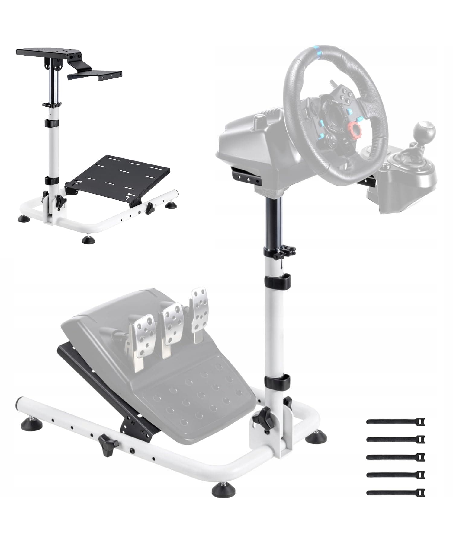Hoss® Adjustable & Foldable Steering Wheel Stand with Gear Shifter Mount – Compatible with Logitech G29, G923,Thrustmaster and Fanatec – Sturdy Steel Frame with & Anti-Slip Feet - Only Stand