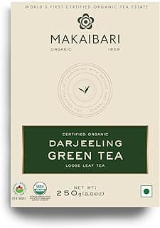 Makaibari Darjeeling Organic Whole Leaf Green Tea | 250 Gm Monocarton | 125 Cups | Antioxidant-Rich | Handpicked Premium Green Tea