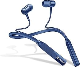 Bluetooth Neckband Earphones, Blue, 20 Hour Playtime, Superior Bass, Bluetooth 5.4, Noise Reduction