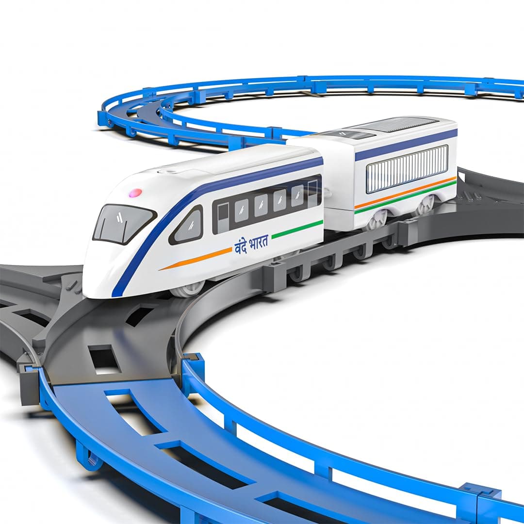 Mirana Vande Bharat Bullet Train Toy Set for Kids - Multiple Railway Track Layout, AAA Battery Operated, Fun Gift for Boys & Girls 1+ Years, Made in India (Basic - 43 pcs)