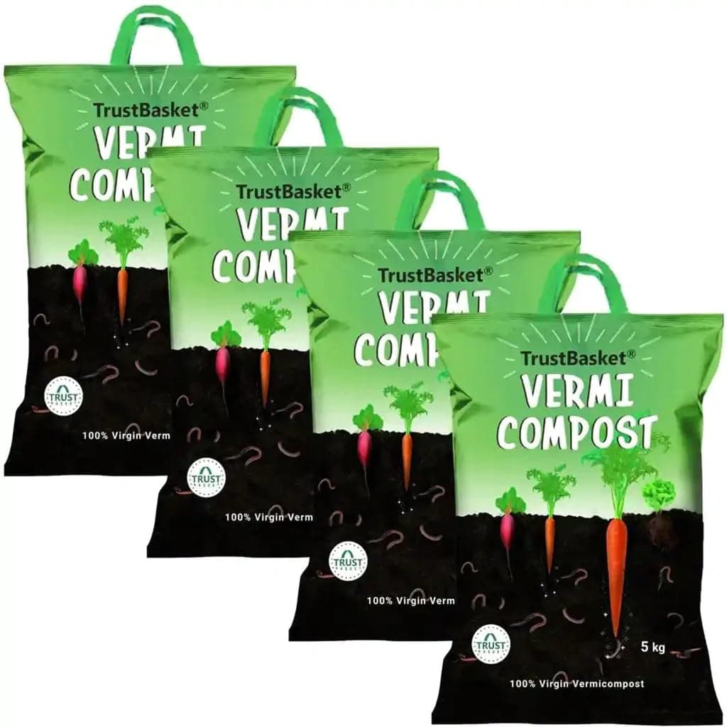 TrustBasket Vermicompost 20kg 100% Natural Organic Fertilizer for Plants | Nutrient-Rich Compost for Home Garden | Improves Plant Health, Water Retention & Soil Quality | Ideal for All Gardening Needs