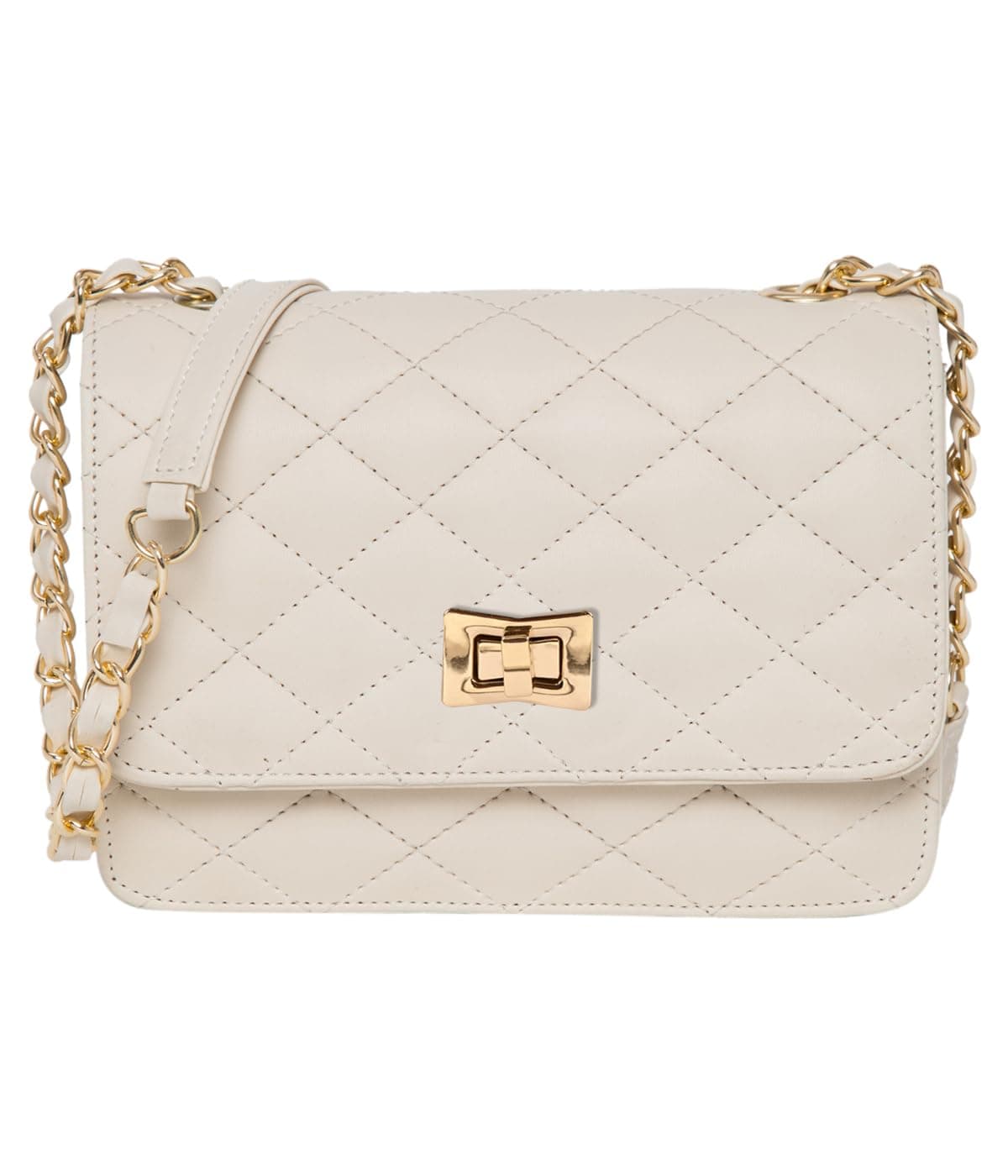 ADISA Women's Quilted Crossbody Sling Bag - Stylish Cross Body Handbag for Girls & Women with Gold Chain (SL5059)