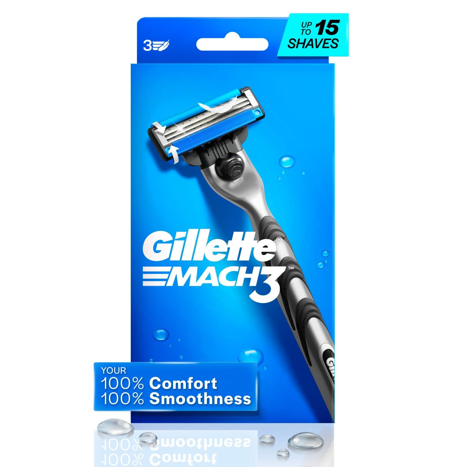 Gillette Mach 3, Shaving Razor For Men | Most Comfortable Shave | 3D Blade Technology | Metal Handle For Superior Grip