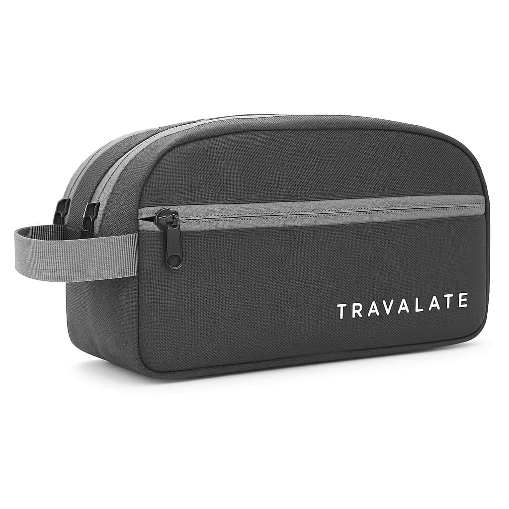TRAVALATE Polyester Double Compartment Multipurpose Toiletry Kit - Grey