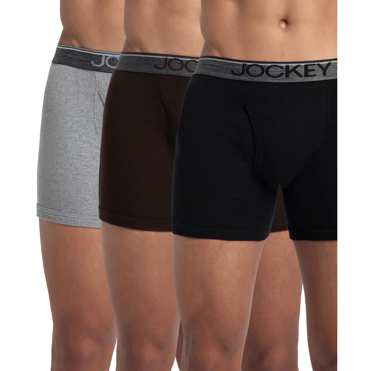 Jockey 8009 Men's Super Combed Cotton Rib Solid Boxer Brief with Ultrasoft Waistband (Pack of 3)_Multi Colour_XL