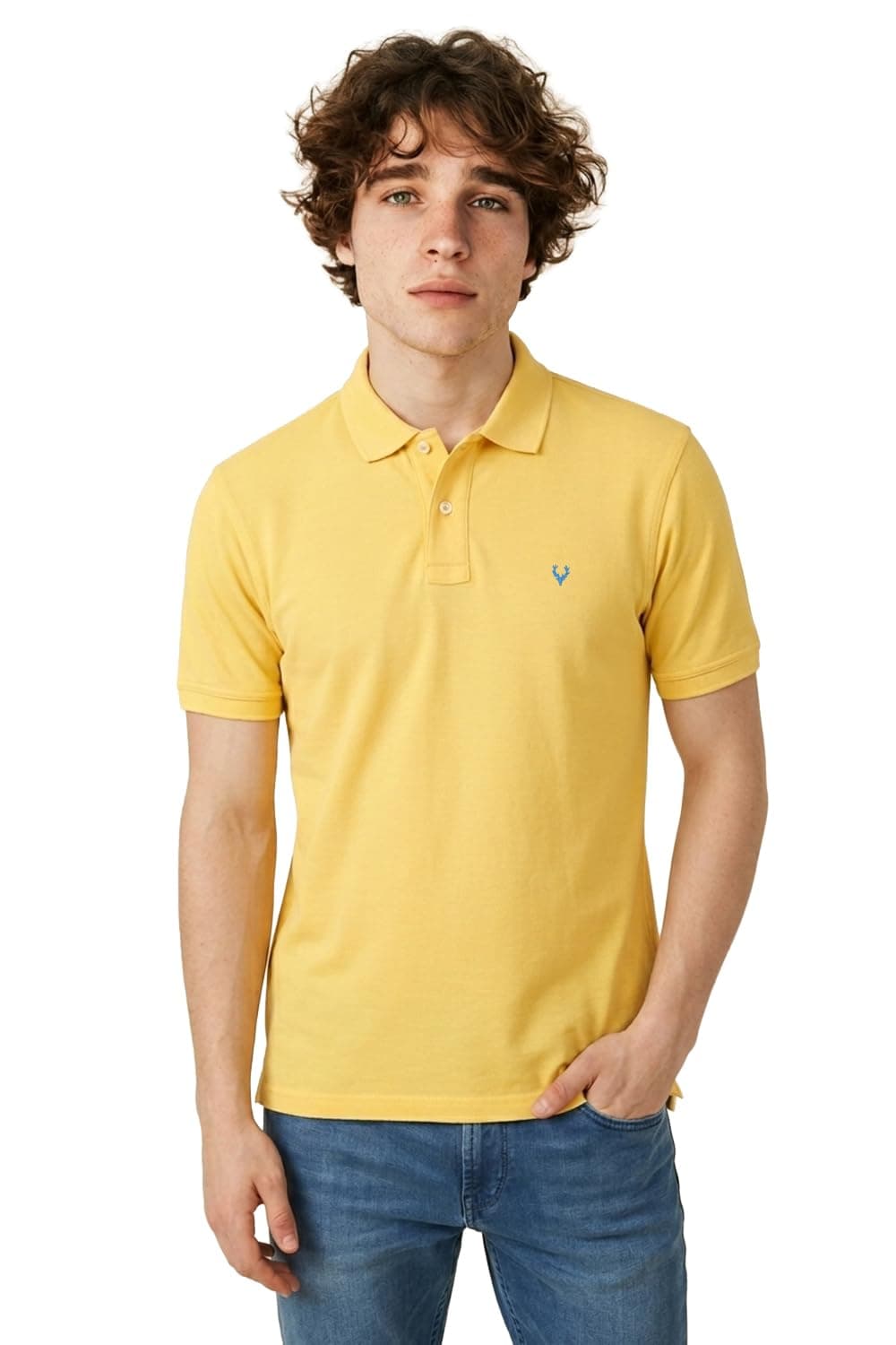 Allen Solly Men's Regular Fit T-shirt (AMKP317G04241_Spinus Yellow_M)