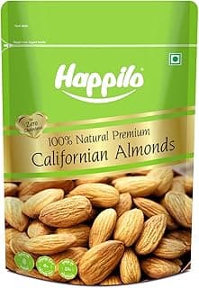 Happilo Premium Natural Californian Almonds 1 Kg | Badam Giri, Healthy Snacks, Dry Fruits | Crunchy Nuts | High in Fiber | Rich in Protein | Magnesium | Phosphorus | Dietary Fibre | Zero Cholesterol