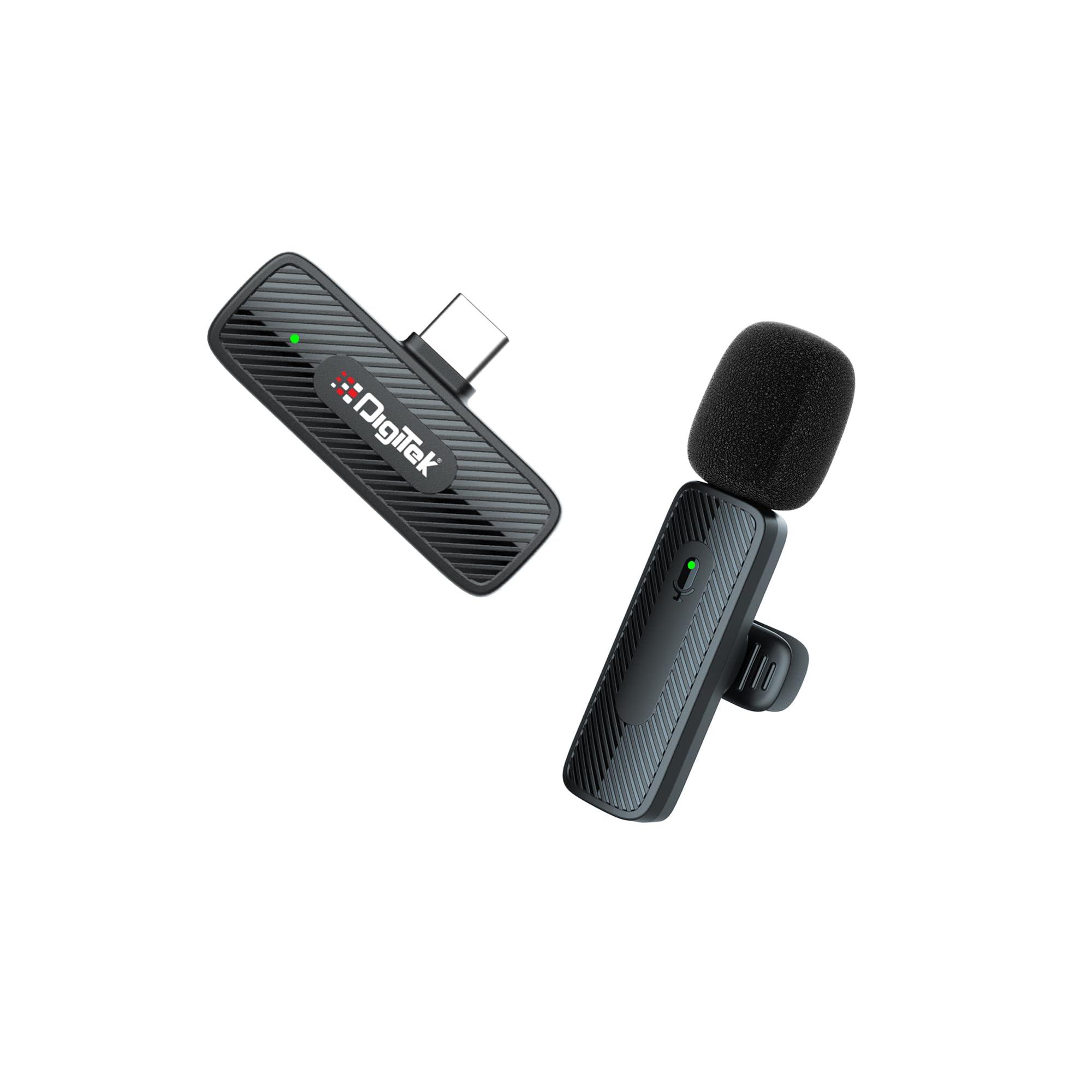Digitek® (DWM-006 PRO Wireless Microphone & Receiver with Type-C Connector, 4Hr Battery, for Android Phone & Type-C Devices, Ideal for Voice Recording & Live Streaming