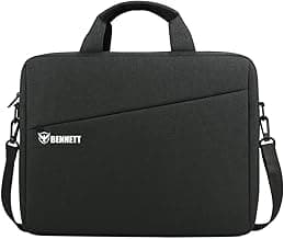 Bennett™ Mystic Unisex Adult Men's Laptop Bag 15.6 inch Side Shoulder Briefcase Satchel Messenger Business Bags for Men & Women Front Pocket for Laptop Accessories - Black (6 Month Warranty)
