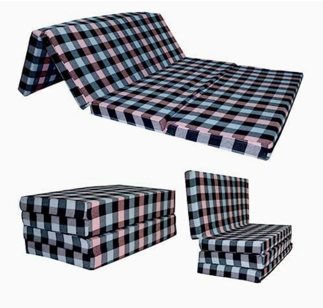 SILIPZED Foldable Mattress, Cotton, Soft Foam, Portable Floor Sleeping Mat, Multicolour, 183x91x5 cm, for Single Bed, Travel, Outdoor Camping 007SZ