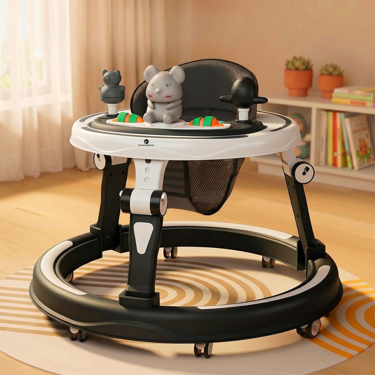 StarAndDaisy Baby Walkers for 9 Months + Or 6-24 Month Baby Boy Girl /360°Walker for Kids with 7 Level Height Adjustment/Walker for Baby with Switchable Food & Musical Toy Tray.