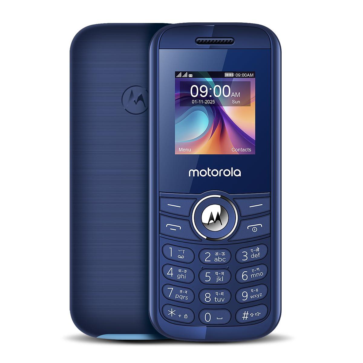 Motorola A100 Keypad Mobile Phone with 2 Years Replacement Warranty, Long Battery Backup, Loud Speaker, Wireless FM Radio, Torch, Durable Feature Phone (Blue)