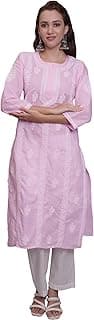 Seva Chikan Hand Embroidered Lucknowi Chikankari Terivoil Cotton Kurta for Women SCL4649