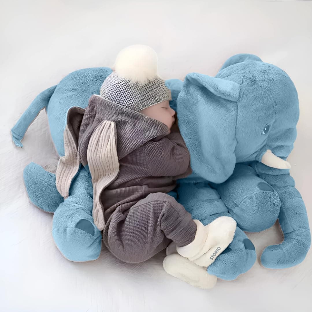 Storio Plush Big Size Fibre Filled Stuffed Animal | Elephant Soft Toy for Kids Boy Girl | Birthday Gift (60 cm, Blue Color, 1 Year Above)