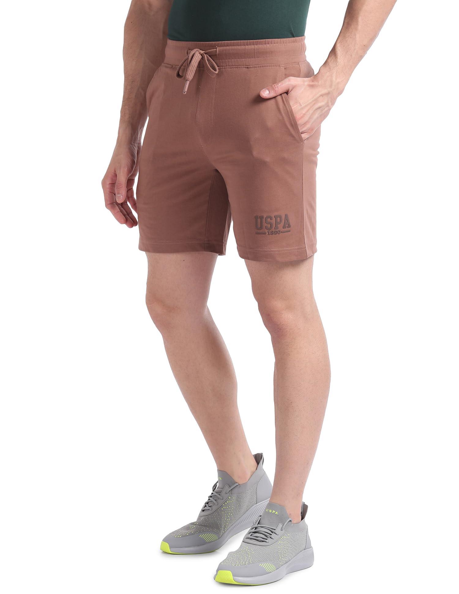 U.S. POLO ASSN.. Men's IYBF Solid Logo Knit Lounge Shorts(IYBF-PL_Beige_XL)