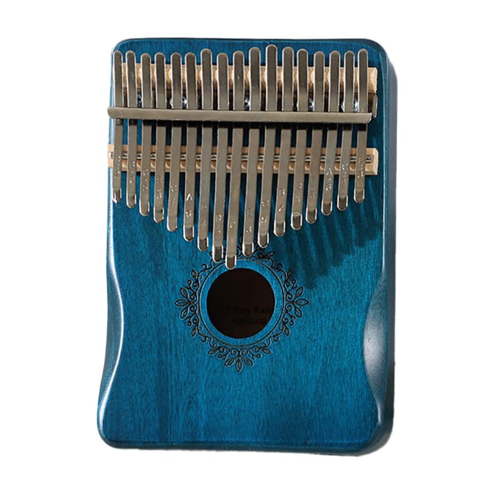 SYGA Thumb Piano Kalimba 17-Tone Keys Finger Piano Kalingba Musical Instrument Retro Butterfly Flower Gifts for Kids and Adults, Handguard-Sapphire Blue
