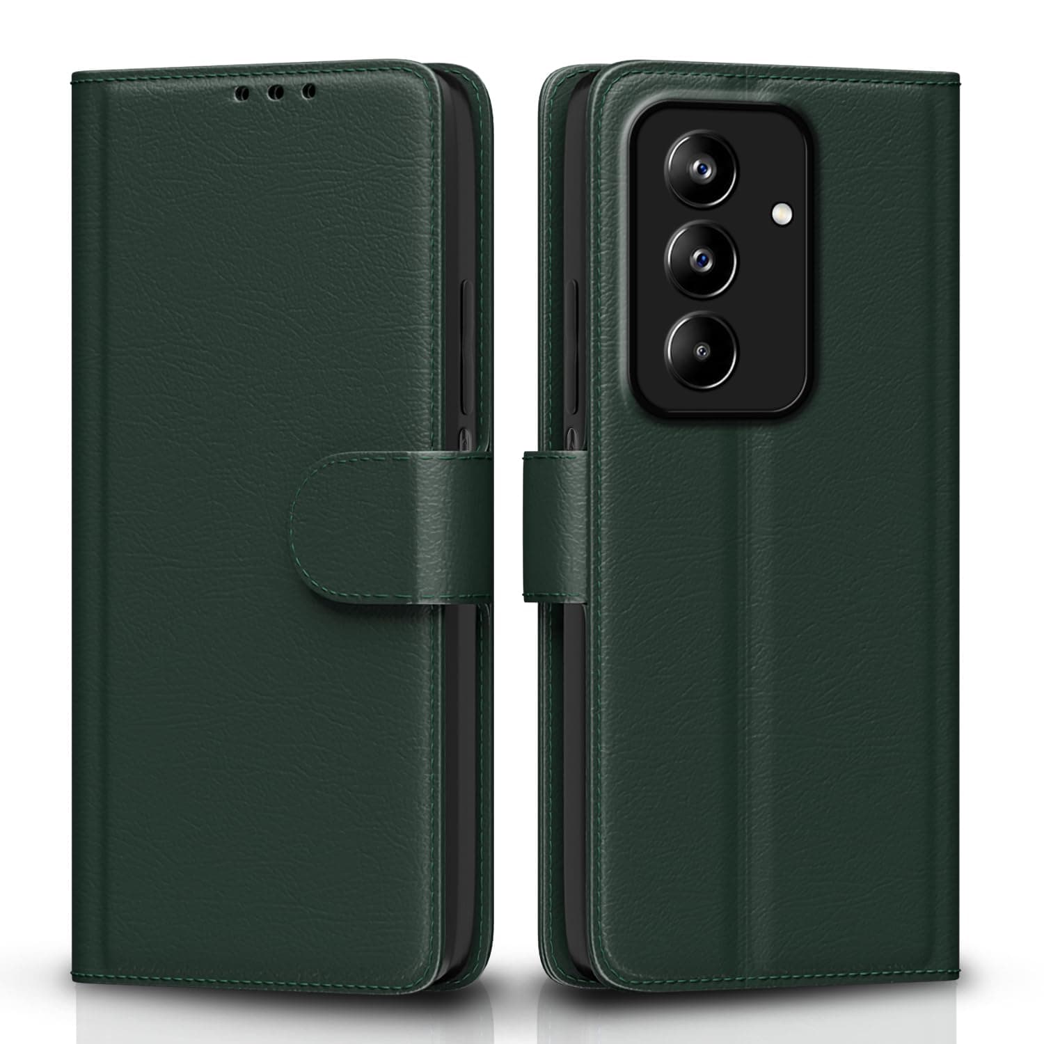 Pikkme Flip Cover for Samsung Galaxy M47 5G / A27 5G Leather Finish | Inside TPU with Card Pockets | Wallet Stand and Shock Proof | Complete Protection Flip Case (Green)