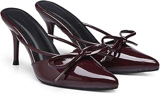 Diva Looks Women's Wine Red Patent Leather Stiletto Heels Pointed Toe High Heel Pumps with Stylish Bow Elegant Dress Shoes for Party or Wedding