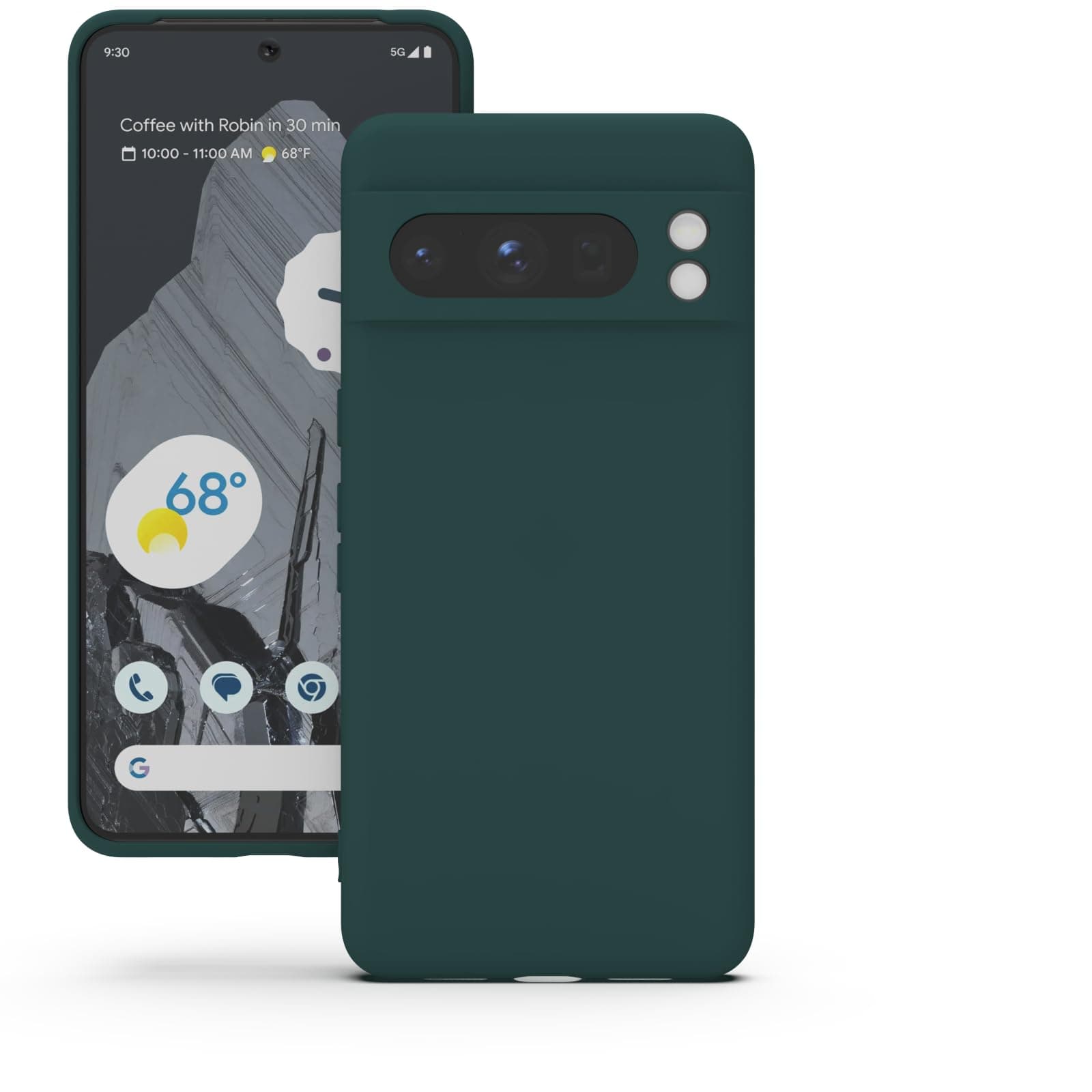 YATWIN Silicone Back Case for Google Pixel 8 Pro, Soft-Touch Phone Back Cover for Google Pixel 8 Pro - Dark Green