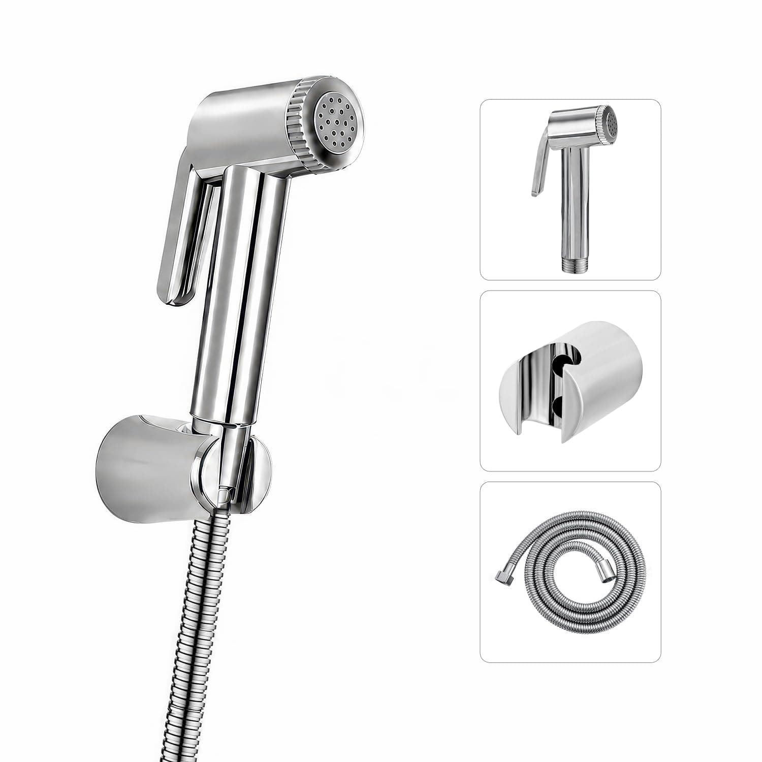Amazon Basics Health Faucet Set – Premium ABS Jet Spray Gun with 1.5M SS Pipe for Toilet | Bathroom Bidet Sprayer Kit Pack of 1
