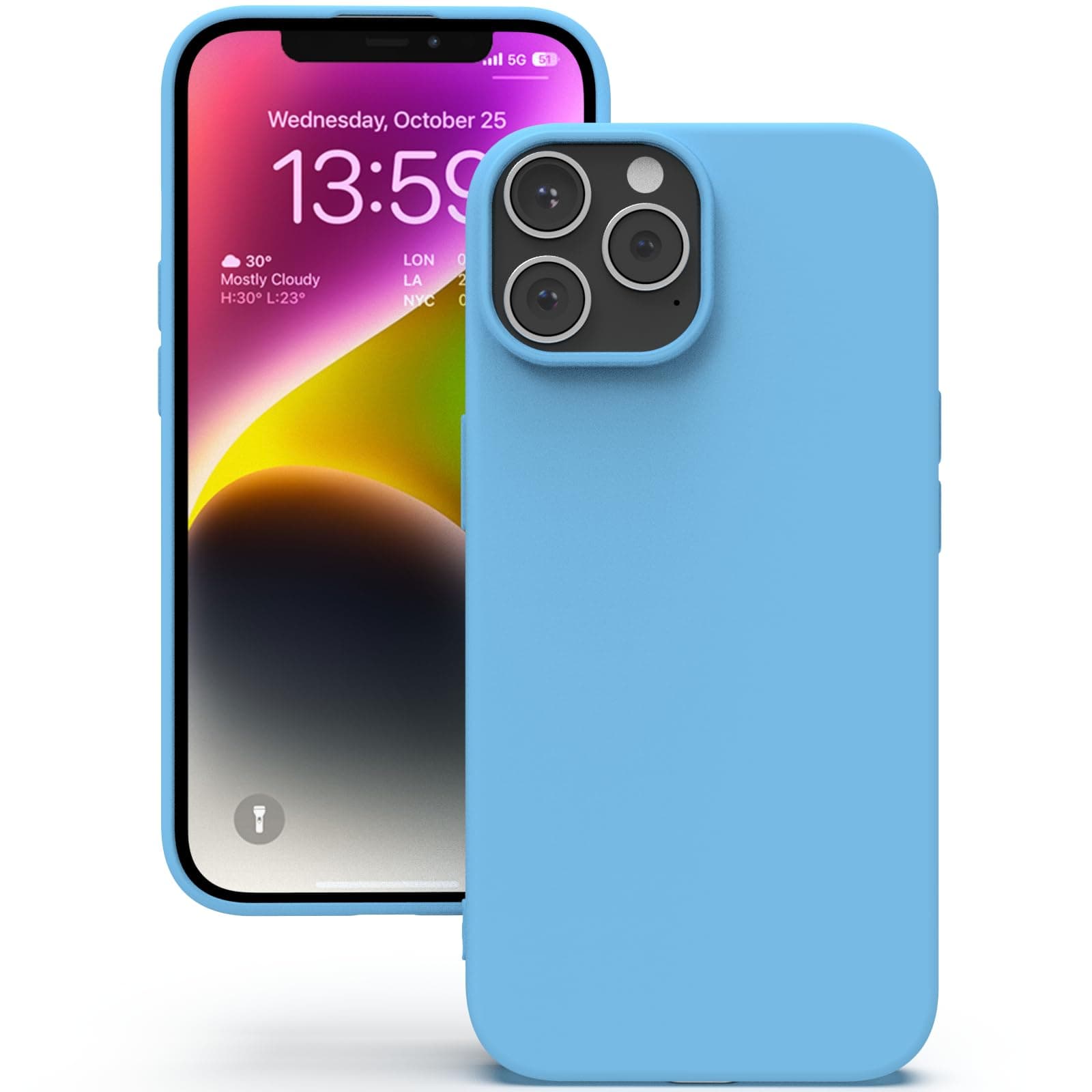 YATWIN Silicone Back Case for iPhone 13 Pro, Soft-Touch Phone Back Cover for Apple iPhone 13 Pro - Sky Blue