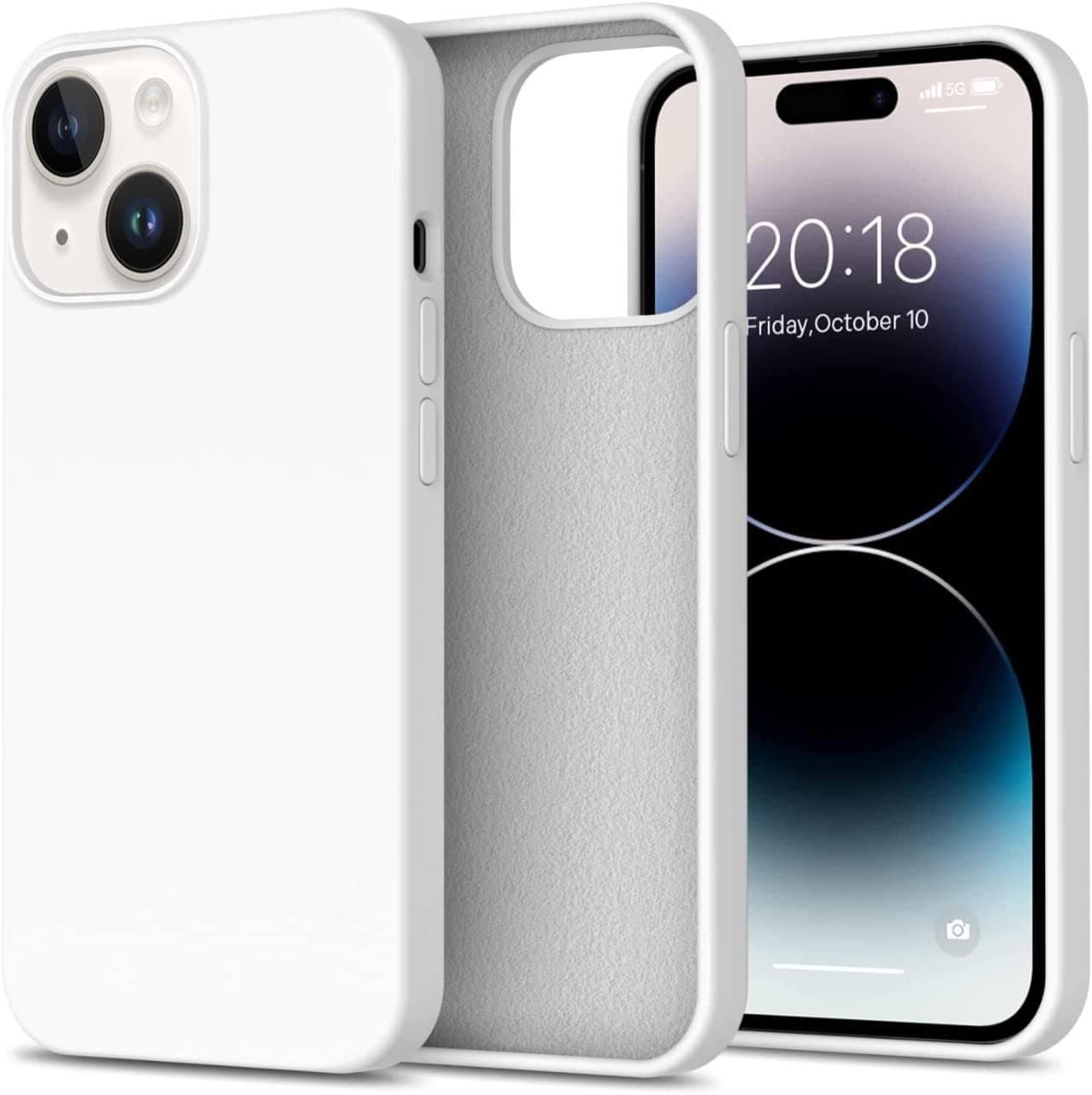 DIZORO® Silicone Back Case for iPhone 14 Plus, Soft-Touch Phone Microfiber Silicone Back Cover for iPhone 14 Plus-White