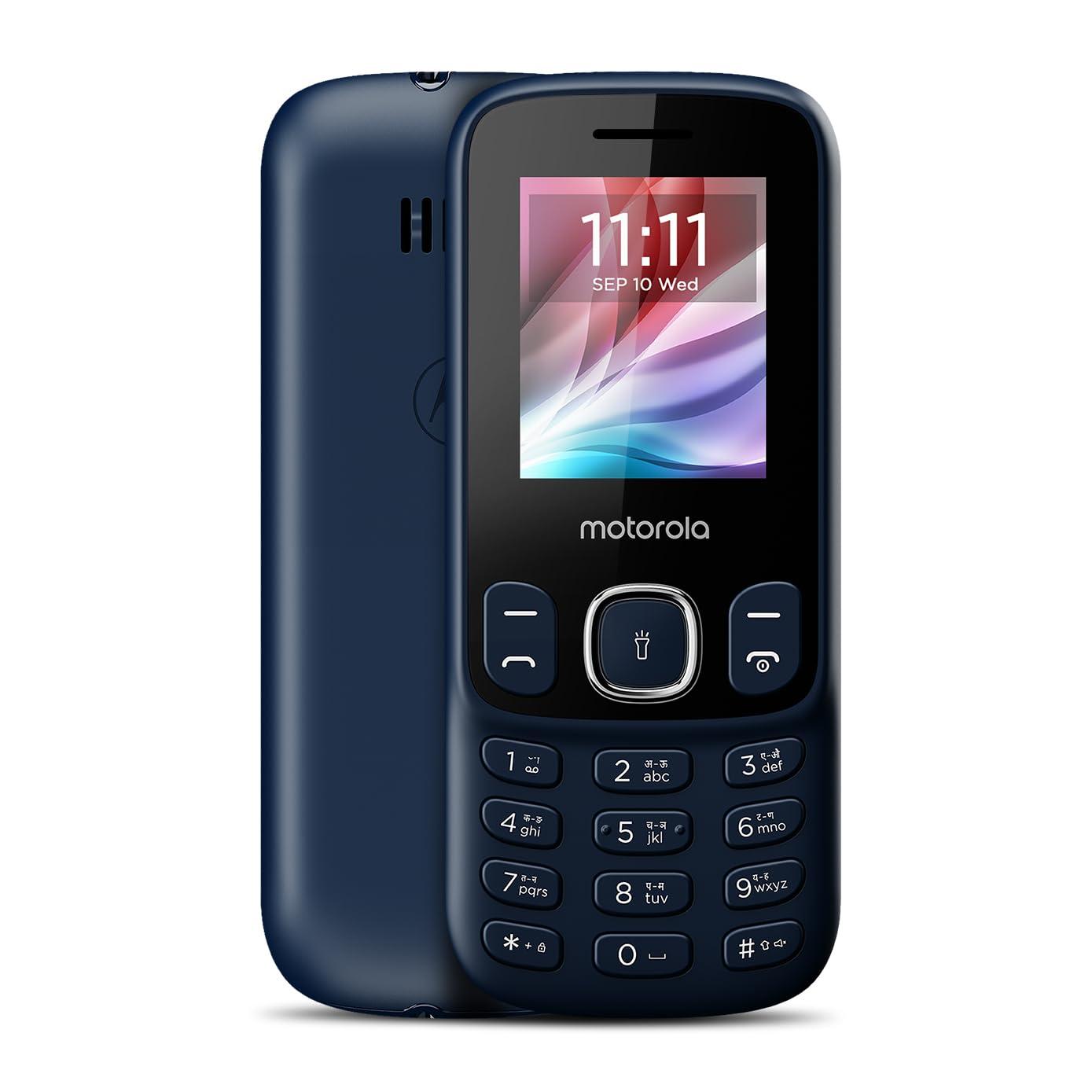 Motorola All-New A10e Dual Sim keypad Phone | 2 Years Replacement | Long Lasting Battery | Bluetooth Facility | Loud Sound | Wireless FM | Auto Call Recording (Dark Blue)