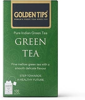 Golden Tips Green Tea Bags Individual Envelope (100 Bags, 150 Gram)