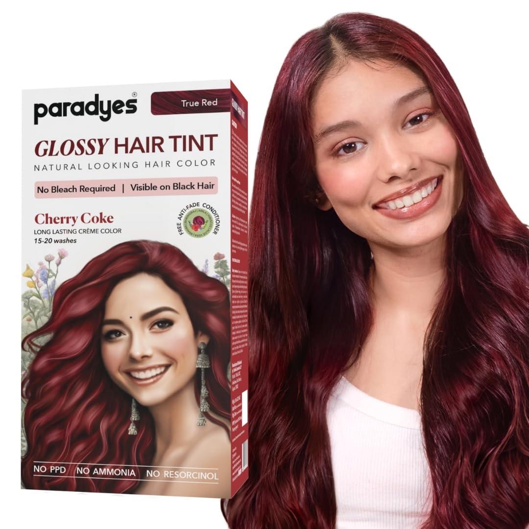 Paradyes Cherry Coke No Bleach Hair Tint | Glossy Hair Color | Visible on Virgin Black Hair | Natural-Looking, Glossy Finish | PPD-Free