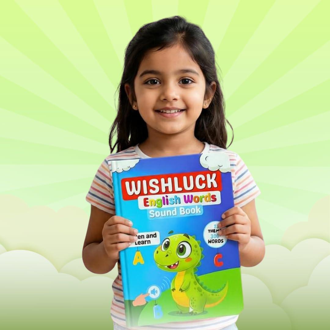 WishLuck Interactive English Word Book for Kids | Educational Vocabulary Sound Book for Language & Speech Development | Talking Learning Book | Screen-Free Early Learning Toy