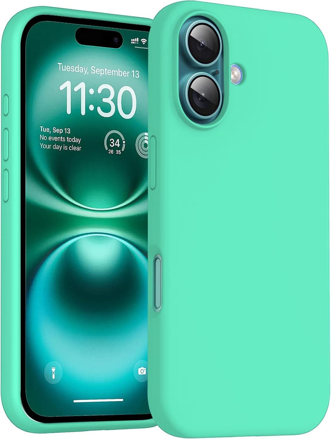DIZORO Compatible for iPhone 16 Plus Case Slim Liquid Silicone 3 Layers Full Covered Soft Gel Rubber Phone Case Protective Case Cover 6.7 Inch -Spare Mint