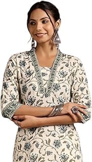 GLAMALUE New Cotton Leaf Printed Casual Straight Kurta for Women | Women Formal Kurti