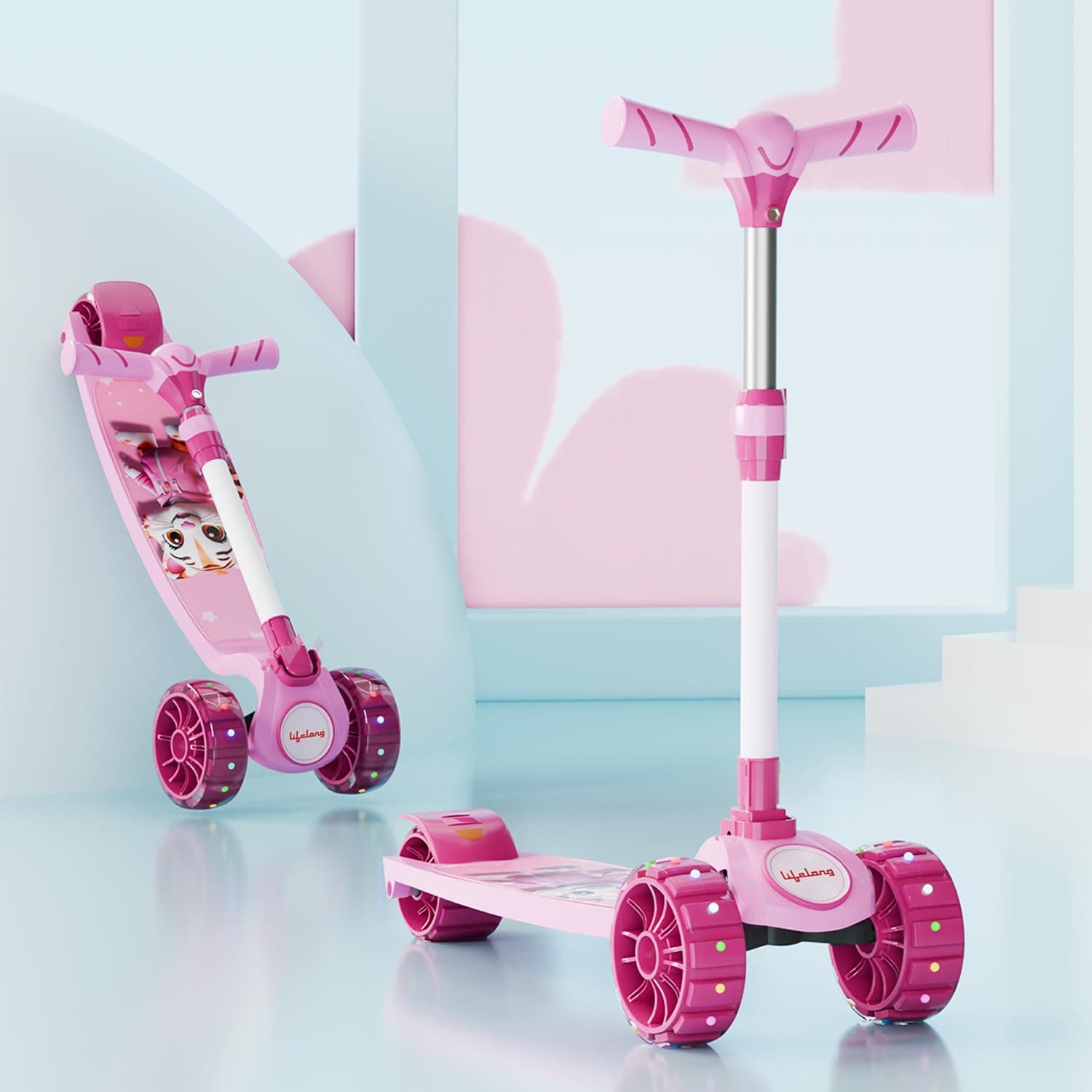 Lifelong Scooter for Kids 3+ Years - Foldable Kids with PVC Wheels & Adjustable Height - Kick Capacity 50kg- Baby Toys for 3+ Year Old boy & Girl - Skate (LLKS17)