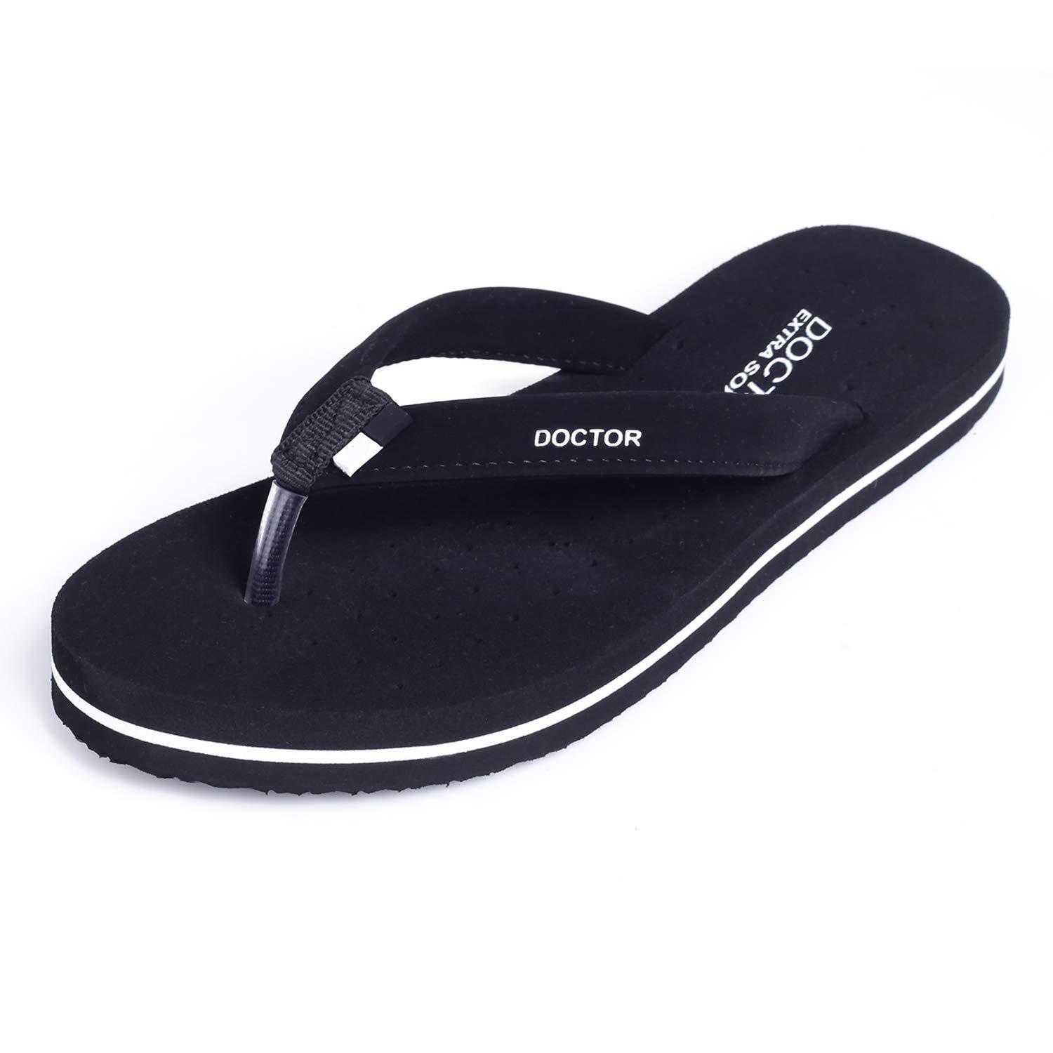 DOCTOR EXTRA SOFT Orthopaedic | Diabetic | Comfort | Pregnancy | Ortho | Slippers For Women | ART-KR Black- 6 UK