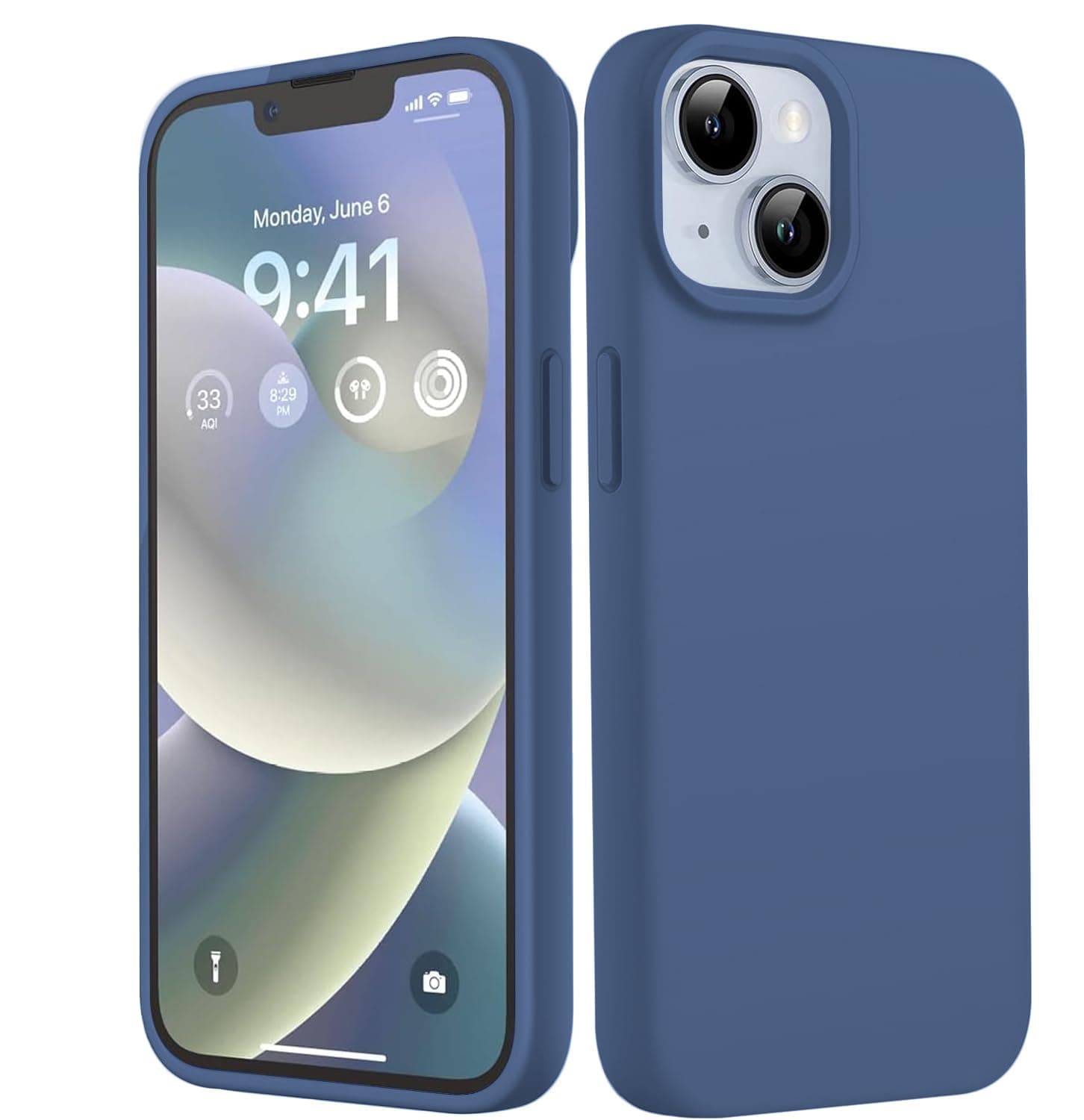 DIZORO Liquid Silicone Compatible for iPhone 14 Case Gel Rubber with Microfiber Lining Non-Slip Full Body Protective Shockproof Back Cover (Blue, 6.1 inch)