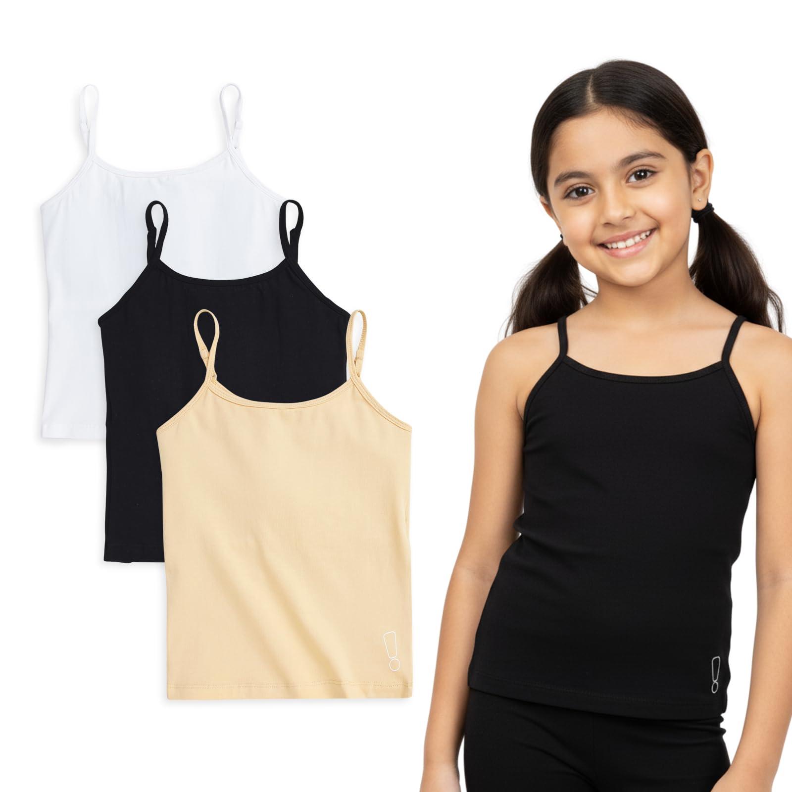 YouGotPlanB Cotton Padded Camisole | Pack of 3 | Ages 8-16 Years | Built-in Light Padding | Full Coverage | Ideal for School