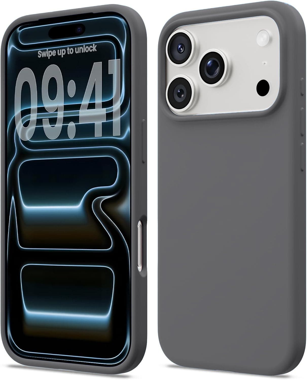 DIZORO Compatible with (iPhone 17 Pro Case)(2025), Liquid Silicone 3 Layers Full Covered Soft Gel Rubber Phone Case,Shockproof Protective Cover with Anti-Scratch Microfiber Lining-Stone Grey