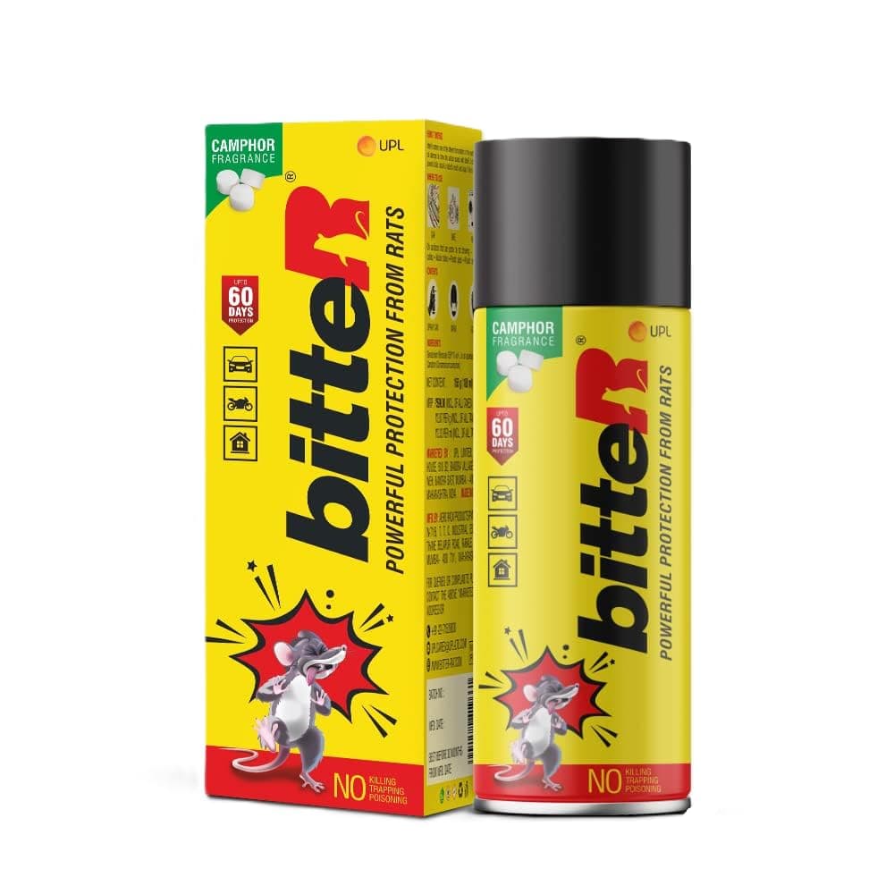 bitteR Jumbo Rat Repellent Spray for Car & Bike | 340ml | Wiring & Engine | 60 Days Protection | No Kill | Denatonium Benzoate Formula | Camphor Fragrance