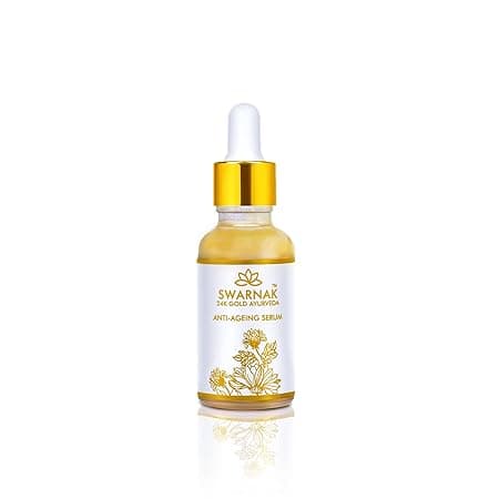 24K Gold Face Serum for Women with Kumkumadi Oil, Saffron & Almond Oil | Anti-Ageing, Brightening & Hydrating Ayurvedic Serum for All Skin Types | Lightweight & Fast Absorbing | 15 ml