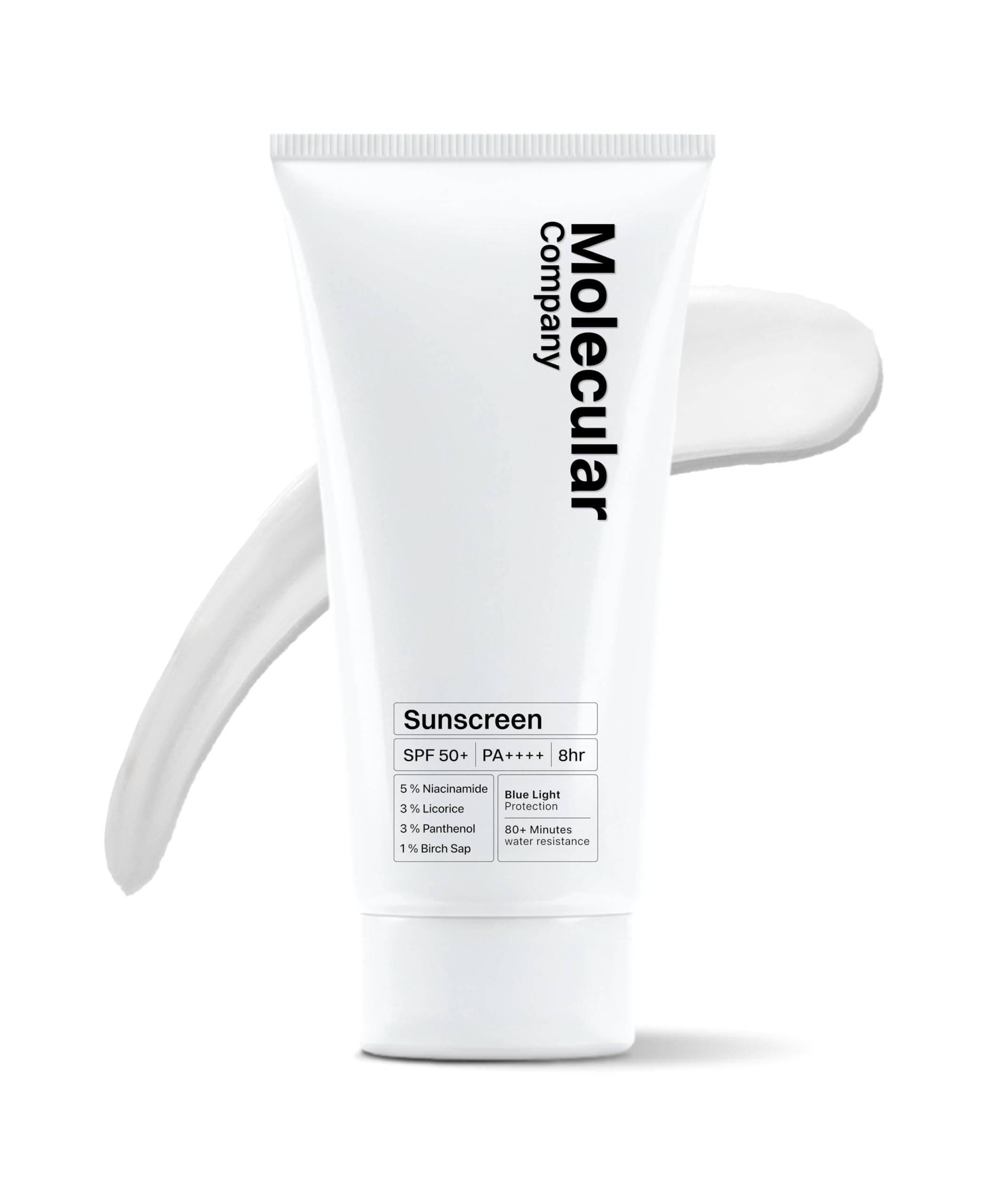 Molecular Company SPF 50+ Pa++++ Face Sunscreen Gel, 50g | 2X Moisturising than Hyaluronic Acid | With 5% Niacinamide, 3% Panthenol, 3% Lecorice, 1% Birch Sap l All Skin Type For Men & Women