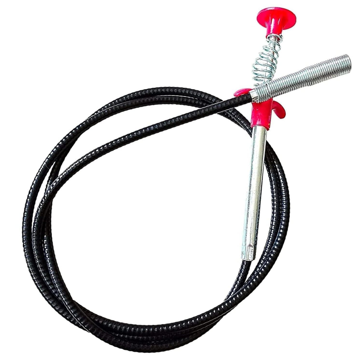 Zestzen Stainless Steel Drain Pipe Cleaning Spring Stick, Hair Catching Claw Wire, Sink Sewer Clog Dredge Remover, Basin Cleaner, Flexible Grabber Pickup Tool, Retractable Cable (5ft (160cm), Black)