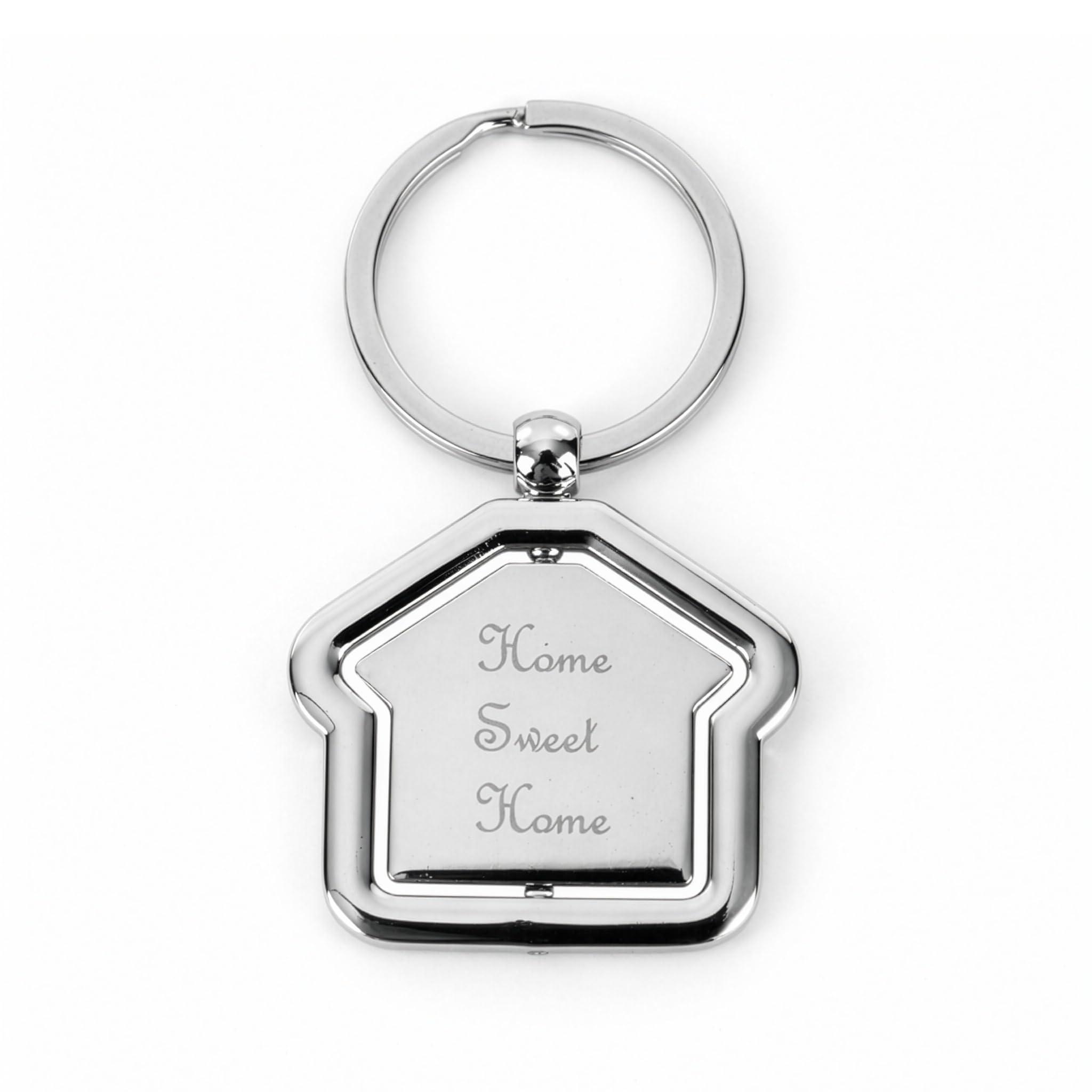 Storite House Shaped Metal Key Ring, Silver