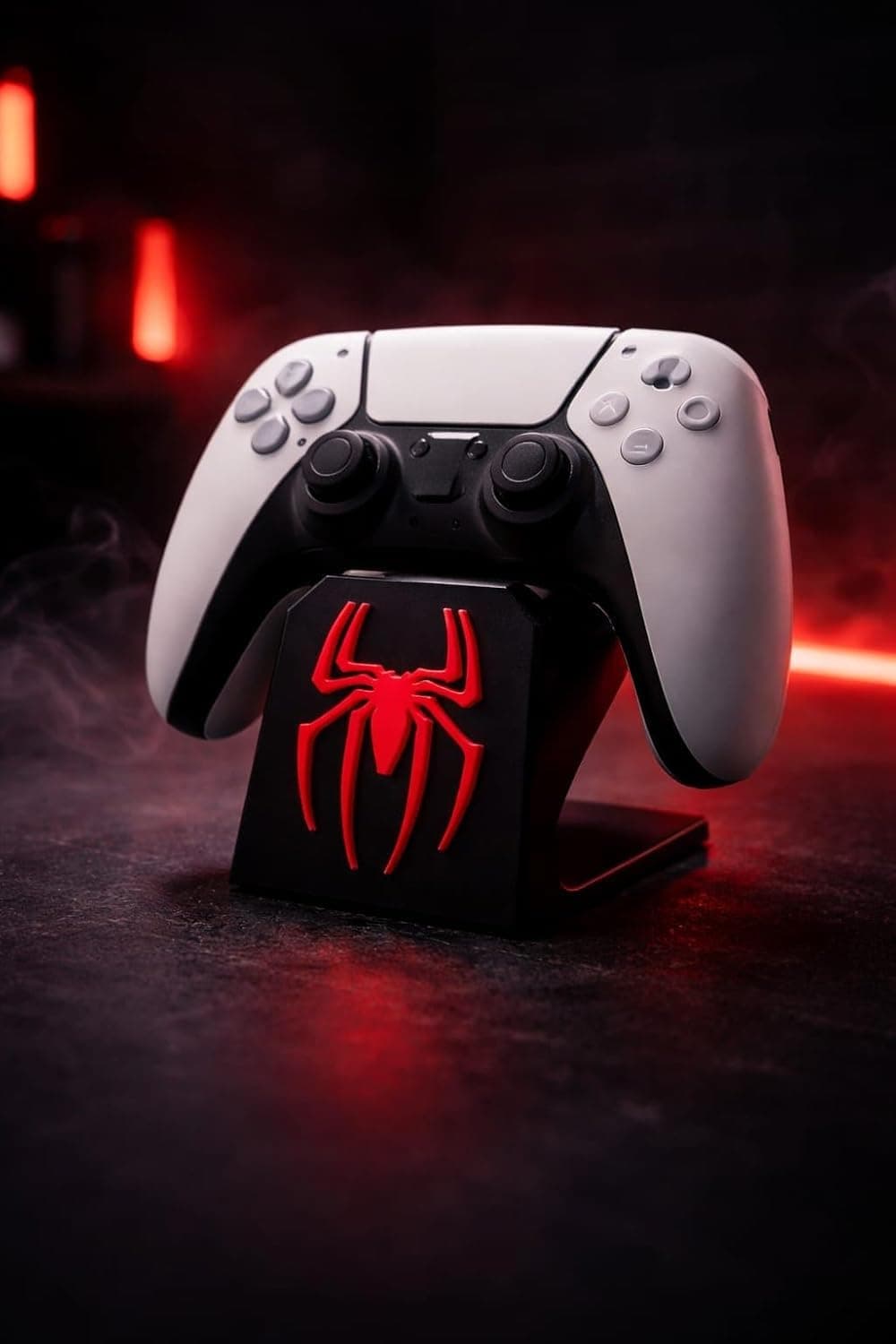 VAALI Gaming Controller Stand – Universal Display Holder for PS5, Xbox & Switch Controllers | Spider-Themed Design | Anti-Slip Base | Desk Organizer for Gamers Black and Red