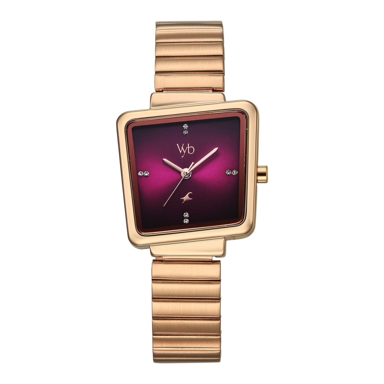 Fastrack Vyb 6.0 Striker Quartz Purple Shaped Dial Women's Watch | Stainless Steel Strap Material | Watches for Women Analog | Girl's Analog Watches - FV60098WM01W