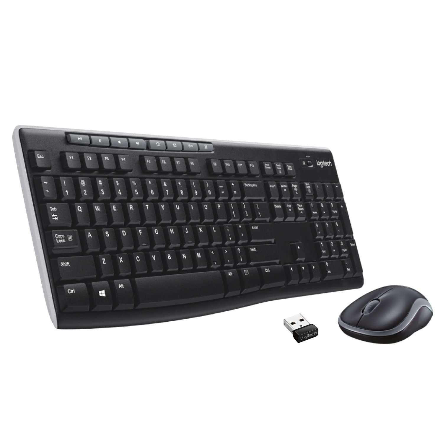 Logitech MK270r Wireless Keyboard and Mouse Combo for Windows, 2.4 GHz Wireless, Spill-Resistant Design, 8 Multimedia & Shortcut Keys, 3-Year Battery Life, PC/Laptop Black