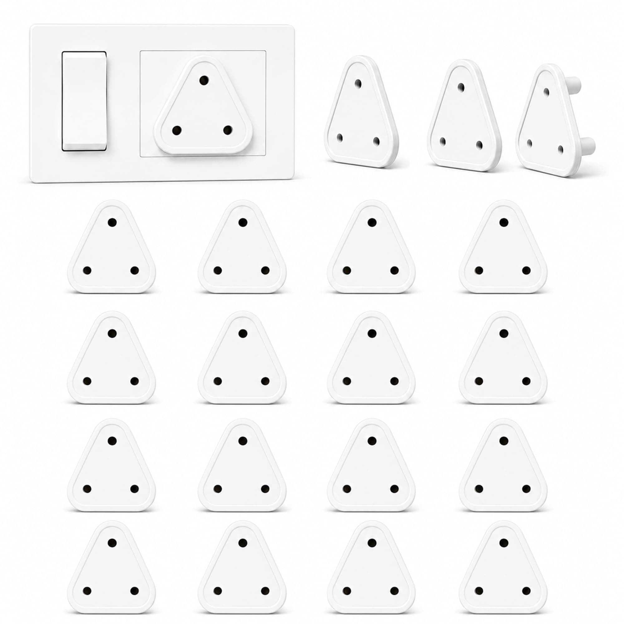 DALUCI Baby Proofing Socket Plug Covers - 20 Piece Switch Board Cover for Kids Safety | Electric Socket Protector & Dummy Plug Guards (Pack of 20, White) - Baby Safety Products for Home