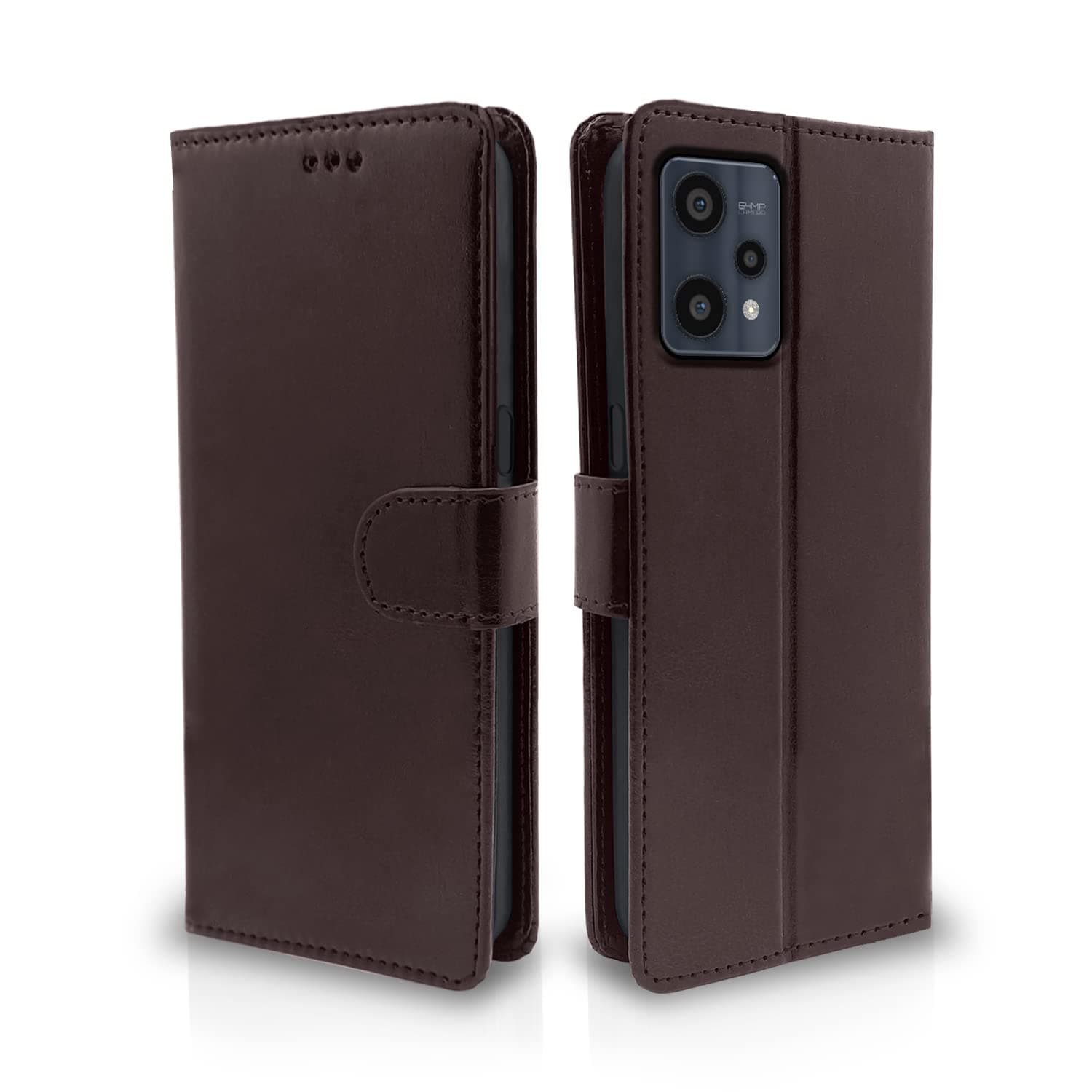 Pikkme Flip Cover for Realme 9 Pro | Leather Finish | Shockproof with Card Pockets & Wallet Stand | Ultimate Protection Case(Coffee)