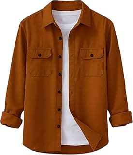 DEELMO Men’s Stylish Cotton Blend Casual Shirt || Full Sleeve Button-Down Shirt with Dual Flap Pockets || Comfortable Breathable Fabric || Perfect for Casual Office and Outing Wear