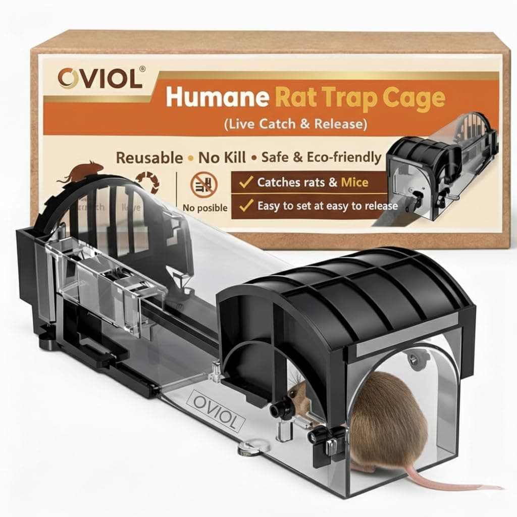 OVIOL Rat Trap Cage Keep Away Rats Large 32cm Transparent Rat Catcher Trap for Home Lawn Garden Warehouse No Kill Reusable Enlarged Steel Reinforced Mouse Trap for Rodents Mice