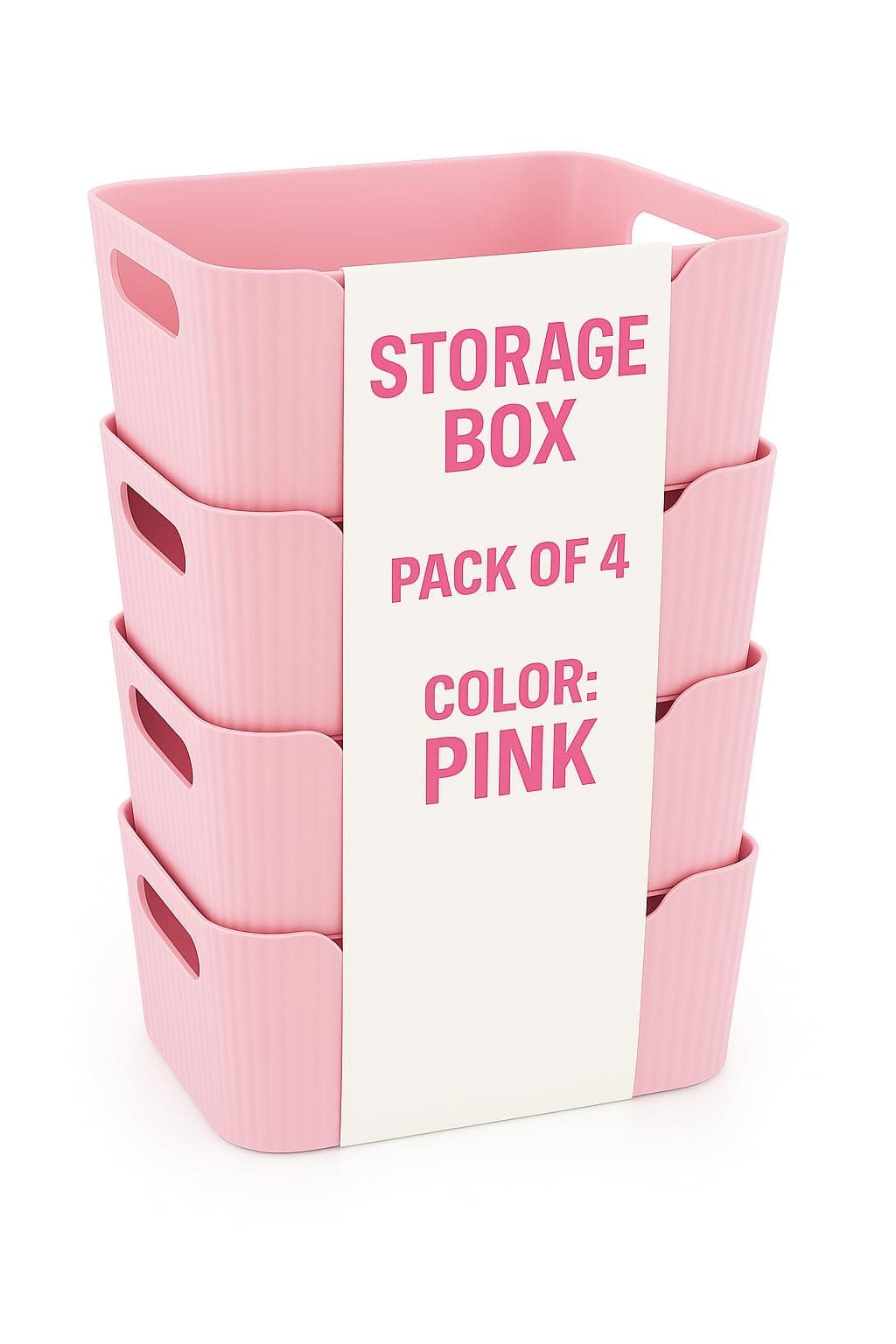 Zuku Storage Box Basket for Storage Plastic Organiser for Storage Bathroom Storage Box Small Plastic Organiser Bathroom Basket Boxes for Toys,Cosmetic,Accessory (Pink,4Pcs)